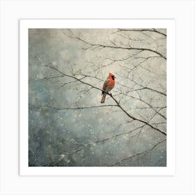 Cardinal In Snow Art Print