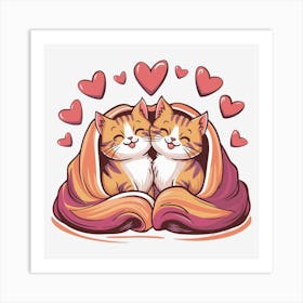 Valentine's Day Lovely Cat Couple 4 Art Print