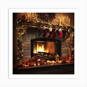 Christmas Fireplace 6 Art Print