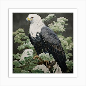 Ohara Koson Inspired Bird Painting Golden Eagle 1 Square Art Print