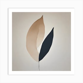 'Blue Leaf', A minimal Illustration of a leaf, pleasing home & office decor, calming tone with solid background, 1355 Art Print