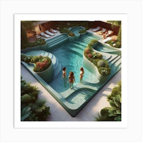 Swimming Pool bathers Art Print