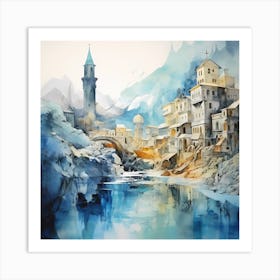 Abstract Odyssey: Italian Landscapes in Watercolour Art Print