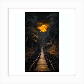 Full Moon Over The Woods Art Print