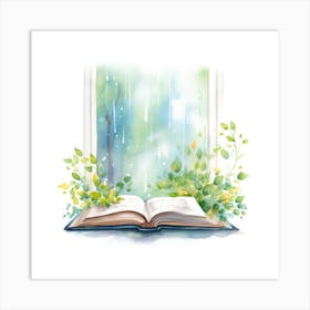 Watercolor Book On Window Sill Art Print