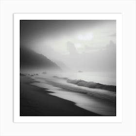 Black And White Beach Scene Art Print