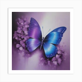 Butterfly On Purple Flowers 1 Art Print