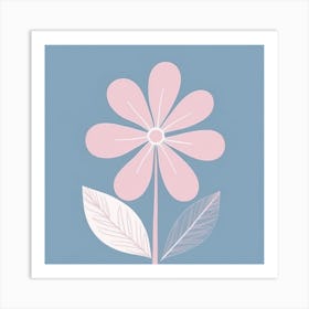 A White And Pink Flower In Minimalist Style Square Composition 134 Art Print