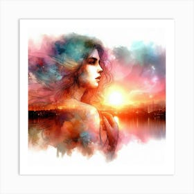 Watercolor Of A Woman Art Print