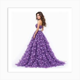 Woman With Gown Made Of Violets Poster