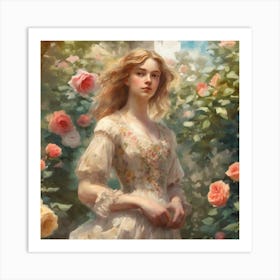 Garden Serenity Émile Vernon S Watercolor Portrait Of Blooming Roses And Lilies (5) Art Print