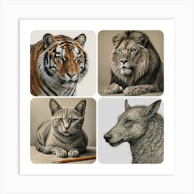 Four Animal Portraits Art Print