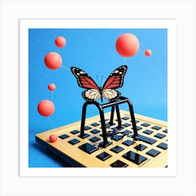 Butterfly On A Chess Board 3 Art Print