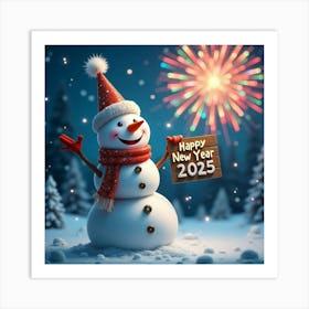 Flux Dev A Jubilant Snowman Stands Amidst A Winter Wonderland 3 Art Print