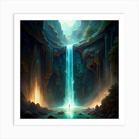 Waterfall In A Canyon Art Print