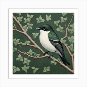 Ohara Koson Inspired Bird Painting European Robin 1 Square Art Print
