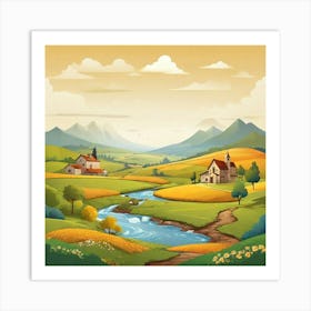 Countryside Landscape Art Print