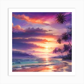 Sunset At The Beach Art Print