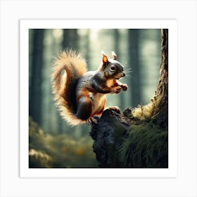 Squirrel In The Forest 200 Art Print