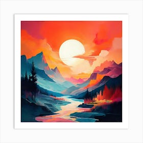 Sunset In The Mountains 5 Art Print