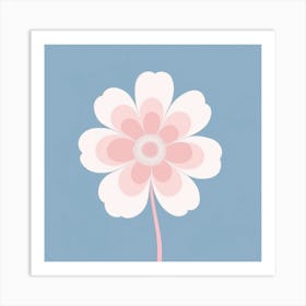 A White And Pink Flower In Minimalist Style Square Composition 543 Art Print