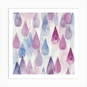 Watercolor Raindrops Art Print