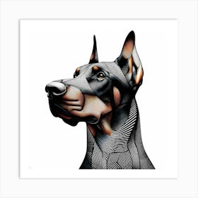 Doberman - Abstract Line Art Illustration 126 Art Print