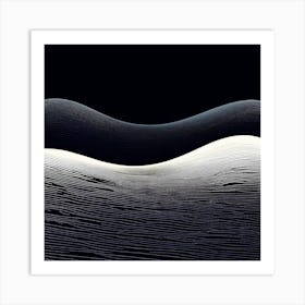 Sands Of Time, Wavy Wave, black and white design with attracting art , wall art , tails design Generate An Abstract Design With Soft Curved Lines In Neutral Tones Emphasizing Simplicity Art Print