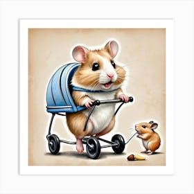 Hamster In A Stroller Art Print