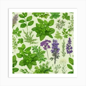 Seamless Pattern Of Herbs Art Print