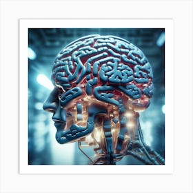 Human Brain With Artificial Intelligence 38 Art Print