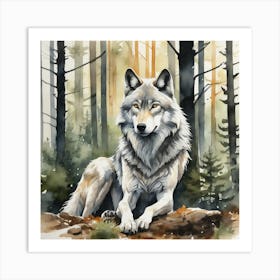 Wolf In The Woods 74 Art Print