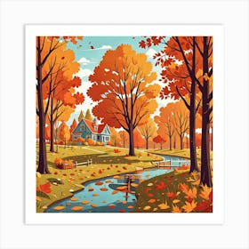 Autumn Landscape Painting Art Print