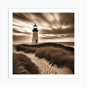 Sepia Lighthouse 1 Art Print