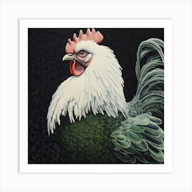 Ohara Koson Inspired Bird Painting Rooster 4 Square Art Print