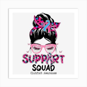 Support Squad Messy Bun Butterfly Blue Pink Ribbon Clubfoot Art Print