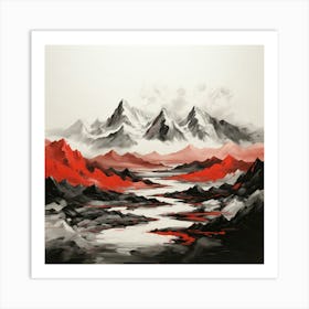 Mountains painting raw Art Print