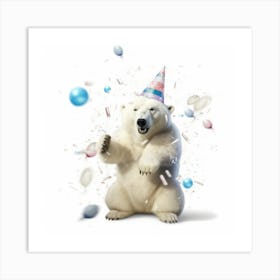 Polar Bear Birthday Party Art Print