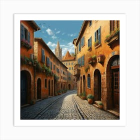 Cobblestone Street 1 Art Print