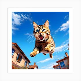 Cat Flying In The Sky Art Print