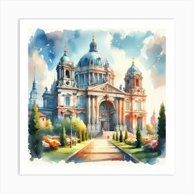 Watercolor Of A Church Art Print