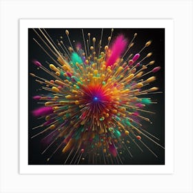 An Abstract Color Explosion 1, that bursts with vibrant hues and creates an uplifting atmosphere. Generated with AI,Art style_Forestpunk,CFG Scale_3,Step Scale_50. Art Print