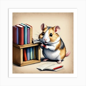 Hamster Reading Art Print