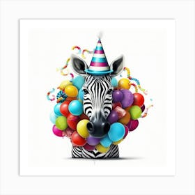 Birthday Zebra 1 Art Print