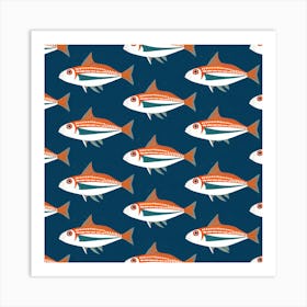 Fish Shaul Nautical Orange (3) Art Print