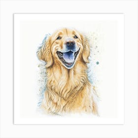 Golden Retriever Watercolor Painting  #cute #smiling_dog   #  Art Print