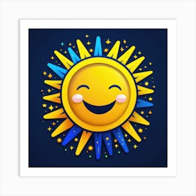 Lovely smiling sun on a blue gradient background 20 Art Print