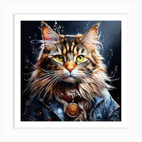 Cat Wearing A Jacket 1 Art Print