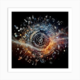 An Image Visualizing Musical Notes In An Abstract And Dynamic Composition 1 Art Print