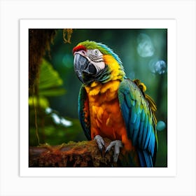 Colorful Parrot In The Rainforest Art Print